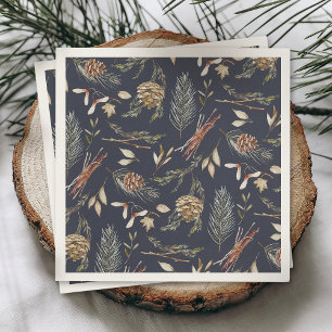 Elegant Winter Napkins with Pinecones