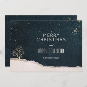 Elegant Winter Night Christmas Business Holiday Card