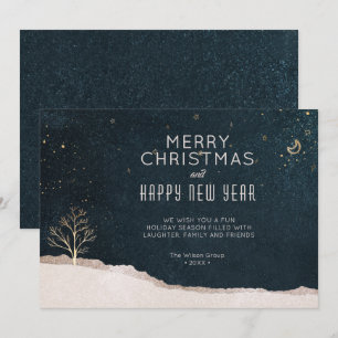 Elegant Winter Night Christmas Business Holiday Card