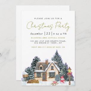 Elegant Winter Nostalgic Vintage Christmas Party Invitation