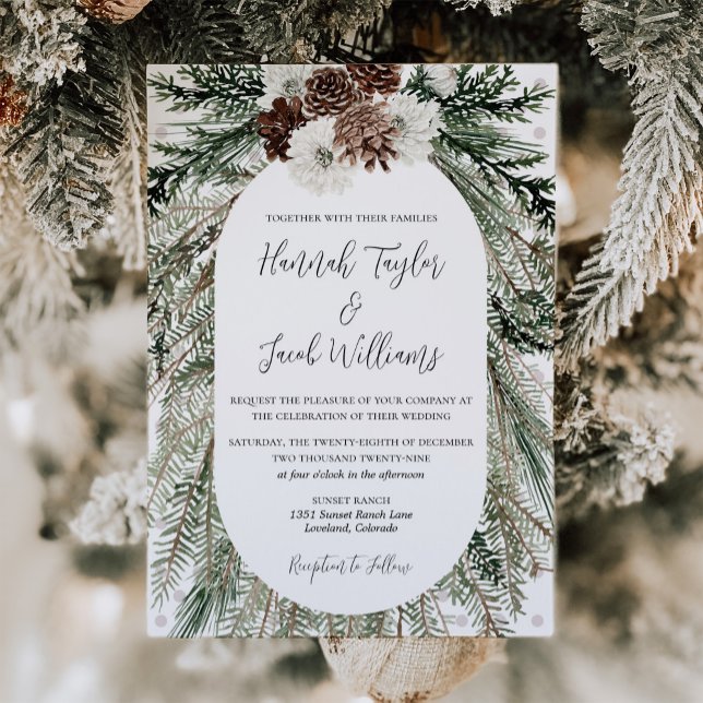 Elegant Winter Pine Cone Wedding  Invitation (Creator Uploaded)