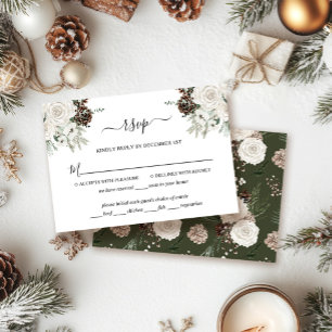Elegant Winter Pine Cone Wedding RSVP Card
