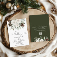 Elegant Winter Pine QR Code RSVP Wedding