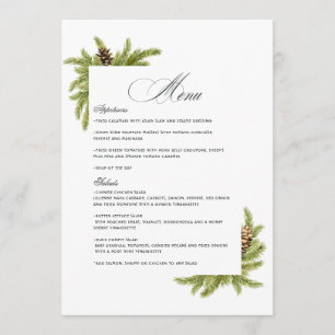 Elegant Winter Pines Christmas Wedding Charm Menu