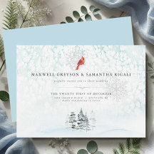 Elegant Winter Pines Watercolor Wedding