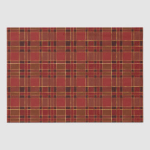Elegant Winter Red and Gold Foil Christmas Plaid Tissue Paper