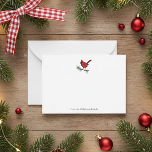 Elegant Winter Red Cardinal Bird Family Card