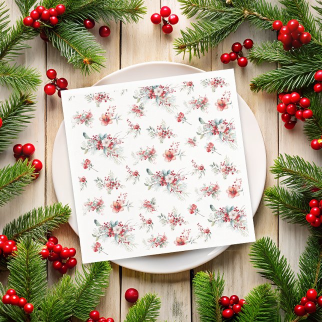 Elegant Winter Red Floral Baby Shower Napkin (Creator Uploaded)
