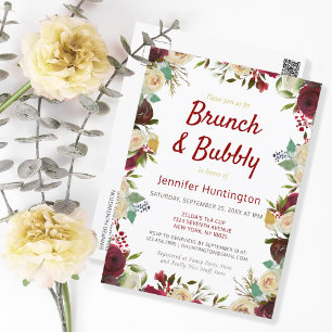 Elegant Winter Roses Brunch & Bubbly Bridal Shower Postcard