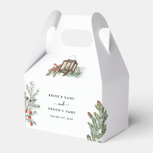 Elegant Winter Rustic Pine Trees Lantern Wedding Favour Box