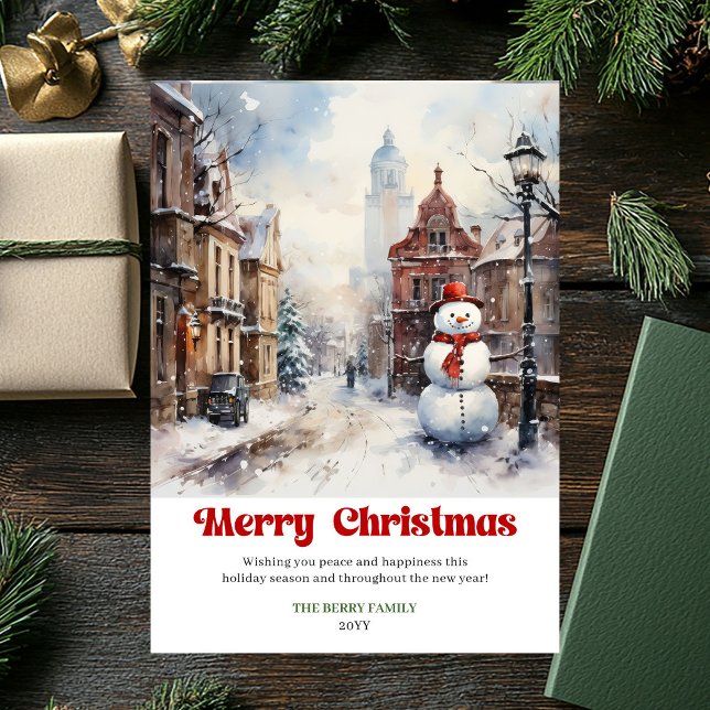 Elegant winter scene card rustic festive red green (Elegant winter scene card rustic festive red green lettering

)