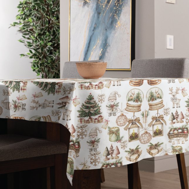 Elegant Winter Scene with Bird and Ornaments Tablecloth (Creator Uploaded)