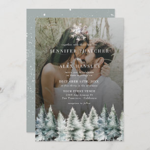 Elegant Winter Snow   Christmas Wedding Invitation