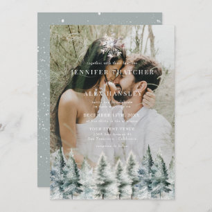 Elegant Winter Snow   Christmas Wedding Invitation
