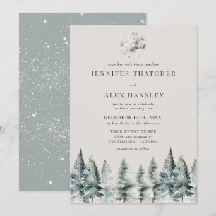 Elegant Winter Snow   Christmas Wedding Invitation