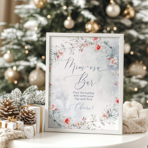 Elegant winter Snow Mimosa bar Poster