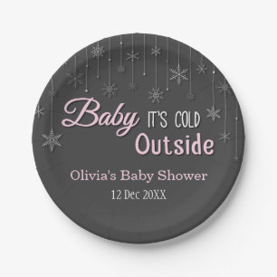 Elegant Winter Snowflake Baby Shower Supplies Paper Plate