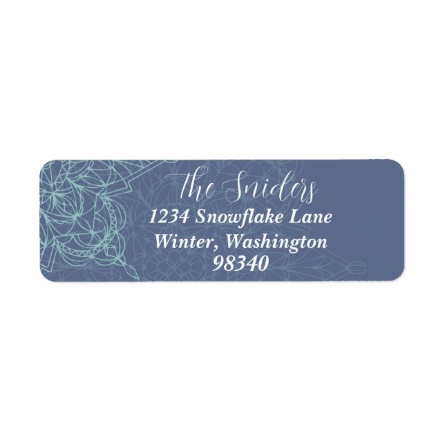 Elegant Winter Snowflake Design in Blue  (Front)