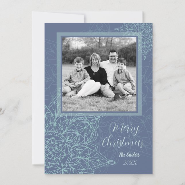 Elegant Winter Snowflake Design With Photo Holiday (Front)