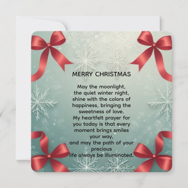 Elegant Winter Snowflake Frame with Red Bows Holiday Card (Front)