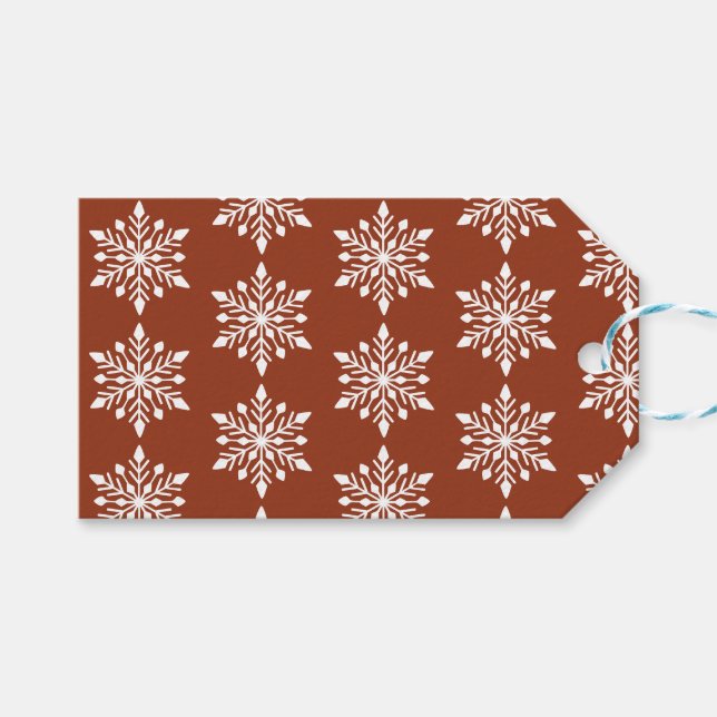 Elegant Winter Snowflake Gift Tags (Front (Horizontal))