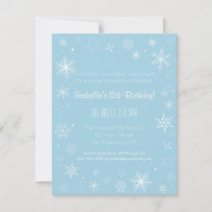 Elegant Winter Snowflake Girls Birthday Party Invitation