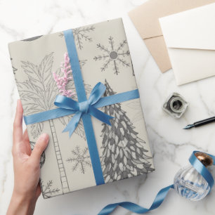 Elegant Winter Snowflake Monochromatic Christmas Wrapping Paper