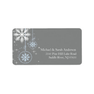 Elegant Winter Snowflakes Blue Grey Address Label