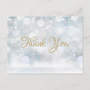 Elegant Winter Snowflakes Business Thank You Postcard