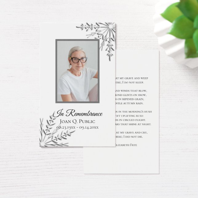 Elegant Winter Snowflakes Funeral Memorial Prayer (Desk)