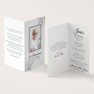 Elegant Winter Snowflakes Funeral Memorial Prayer Business Card