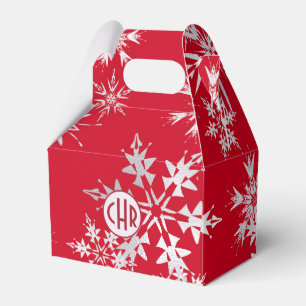 Elegant Winter Snowflakes   Red Background Favour Box