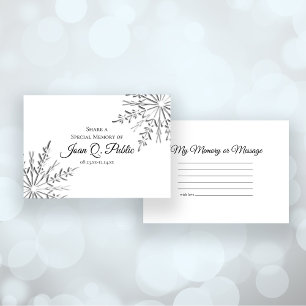 Elegant Winter Snowflakes Share a Memory Funeral Card