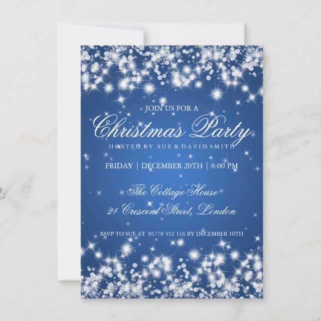 Elegant Winter Sparkle 2 Blue Invitation (Front)