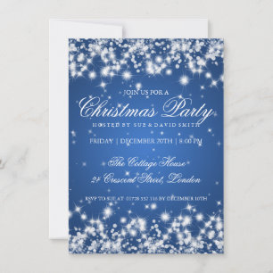 Elegant Winter Sparkle 2 Blue Invitation