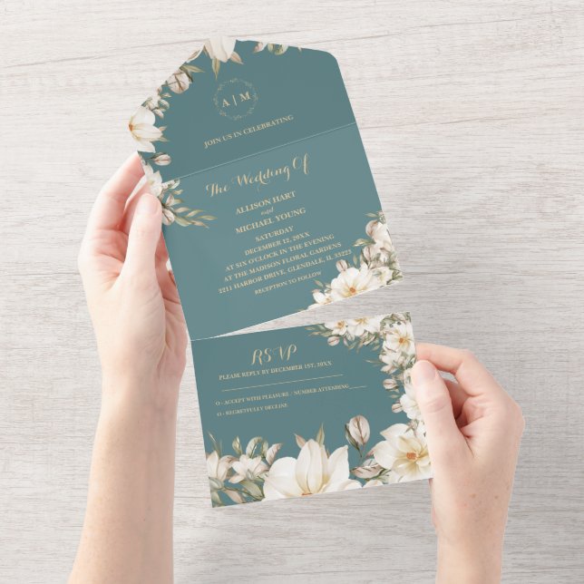 Elegant Winter Theme - All in One Wedding Invite (Tearaway)