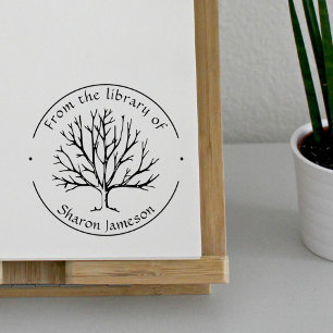 Elegant Winter Tree   From the Library of   Book Self-inking Stamp