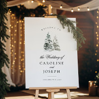 Elegant Winter Trees Wedding Welcome Sign