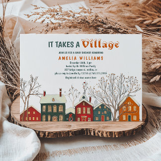 Elegant Winter Village Baby Shower Invitation