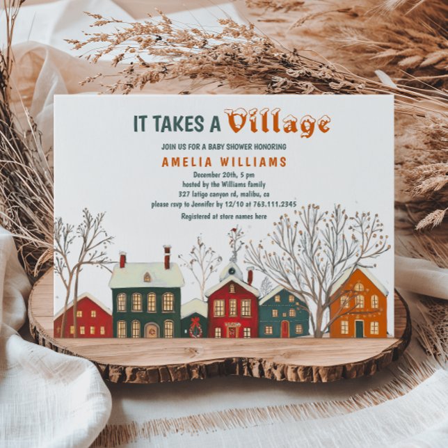 Elegant Winter Village Baby Shower Invitation (Creator Uploaded)