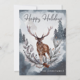 Elegant Winter Watercolor Christmas Holiday Card