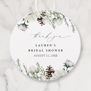 Elegant Winter Watercolor Thank You Bridal Shower Favour Tags
