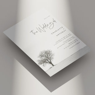 Elegant Winter Wedding - Black and White Snowflake Invitation