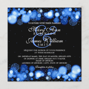 Elegant Winter Wedding Blue Lights Invitation