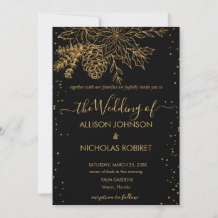  elegant winter wedding  faux gold Invitation