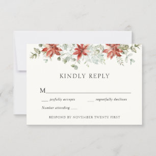 Elegant Winter Wedding Greenery Response Card