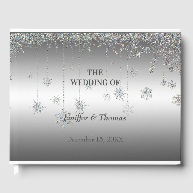 Elegant winter wedding guest book (Front)