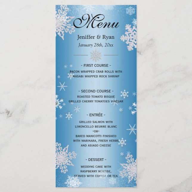 Elegant winter Wedding Menu (Front)