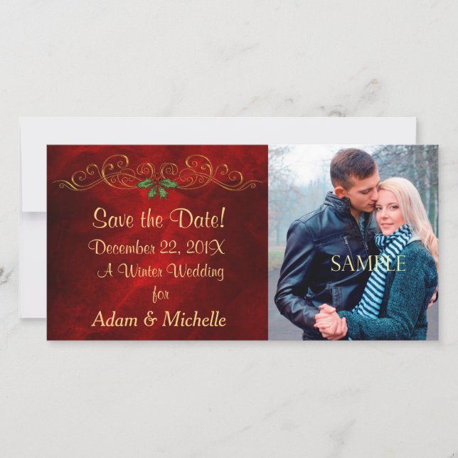Elegant Winter Wedding Photo Save the Date (Front)