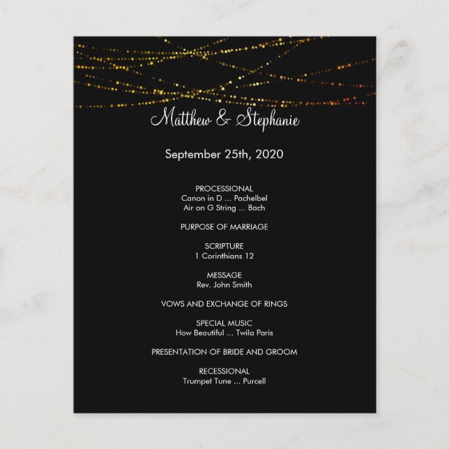 elegant winter Wedding Program Flyer 5.5" x 8.5" (Front)
